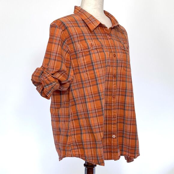 Cabela's 2XL Orange Plaid Button Up Shirt Plus Size - Picture 8 of 8